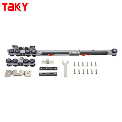 Dobra cena Żelazny nylonowy tor wiszący do drzwi szafy, podwójny, pojedynczy, z miękkim domykaniem, 8-kołowy, przesuwny, rolki z amortyzatorem w Internecie