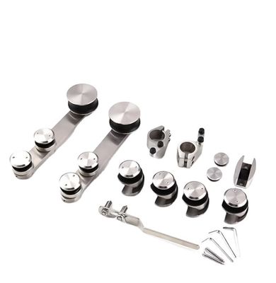 Dobra cena Wysoka twardość i trwałość Srebro / czarne szkło łazienkowe zestaw drzwi przesuwnych do szkła 6-12 mm w Internecie