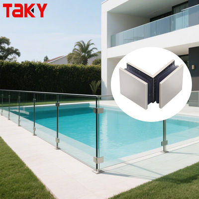 Dobra cena Uchwyty do drzwi szklanych ze stali nierdzewnej polerowane, 90 stopni, kwadratowe, stałe zaciski w Internecie